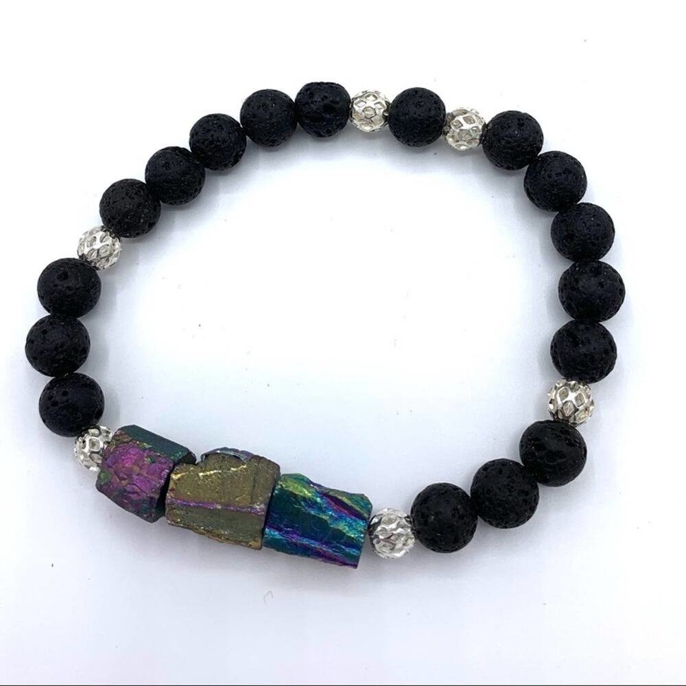 Electroplated druzies. black Lava‎ beads for diffusing essential oils
